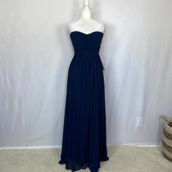 Birdy Grey Grace convertible Chiffon Dress Navy Blue Size L - Picture 4 of 12